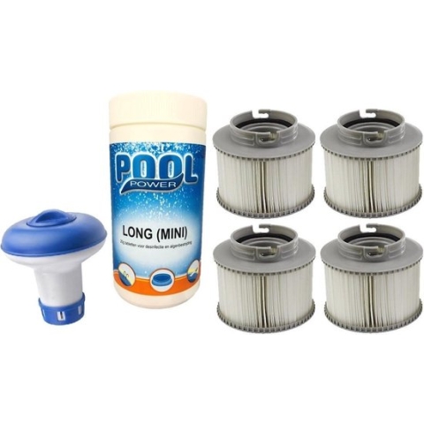 4x Mspa filter cartridge set met 1kg chloortabletten en chloordrijver pakket (o.a. Aldi / Lidl Spa)