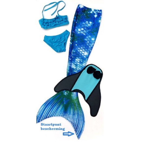 Zeemeermin staart set| Mermaid staart, Bikiniset en Monovin | Navy Stars maat 130