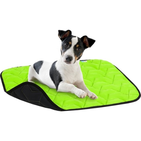 AiryVest Dog Mat Hondenkussen - Warme Voering - Omkeerbaar - Lime / Zwart - L - 100 x 70 cm