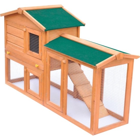 The Living Store Konijnenhok voor buiten groot hout - Hok