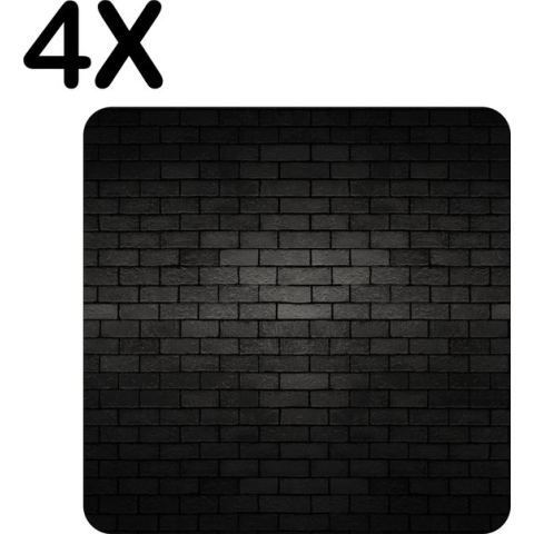 BWK Flexibele Placemat - Zwarte Donkere Muur - Set van 4 Placemats - 50x50 cm - PVC Doek - Afneembaar