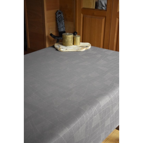 Jacquard Geweven Gecoat Luxe Tafellaken - Tafelzeil - Tafelkleed – Washington Grijs - Donkergrijs - Grijs - Rechthoekig - 140 cm x 350 cm