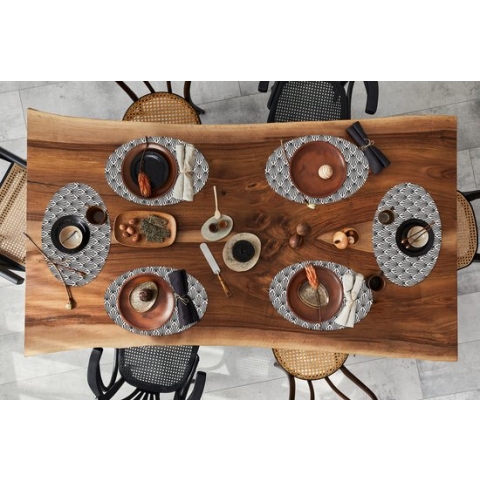 Placemats ovaal - Onderleggers - Ovale placemats - Patronen - Abstract - Zwart - Art Nouveau - 6 stuks