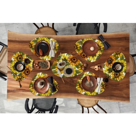 Placemat organisch - Placemats organic - Onderleggers - Zonnebloem - Vintage - Design - 10 stuks