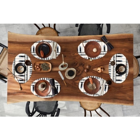 Placemats ovaal - Onderleggers - Ovale placemats - Piano - Patronen - Muziek - 6 stuks