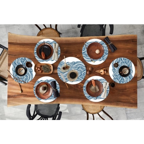 Ronde placemats - Onderlegger - Placemats rond - Patroon - Golven - Zee - 10 stuks