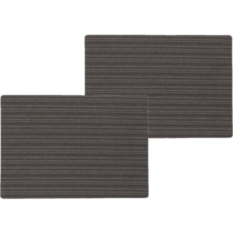 12x stuks stevige luxe Tafel placemats Lines zwart 30 x 43 cm - Met anti slip laag en Pu coating toplaag