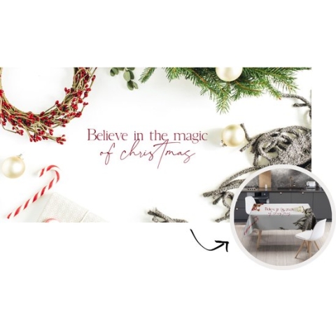 Kerst Tafelkleed - Kerstmis Decoratie - Tafellaken - Winter - Quote - Kerst - Kerstballen - 300x150 cm - Kerstmis Versiering