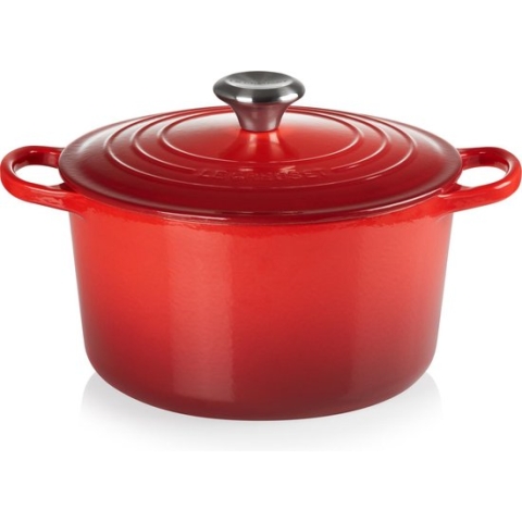 Le Creuset Hoge Braad- / Stoofpan 24cm Kersenrood