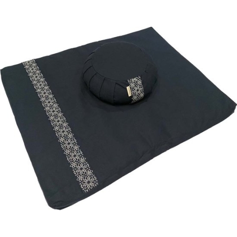 Samarali Meditatieset Premium - Marineblauw Zafu Kussen & Zabuton Mat - Duurzaam Biologisch Katoen - Ethisch Geproduceerd - GOTS Gecertificeerde Meditatie Essentials