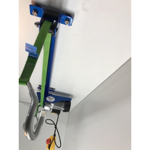 Electrische Fietslift blauw met groene hijsbanden 125kg met CE-Keur certificering