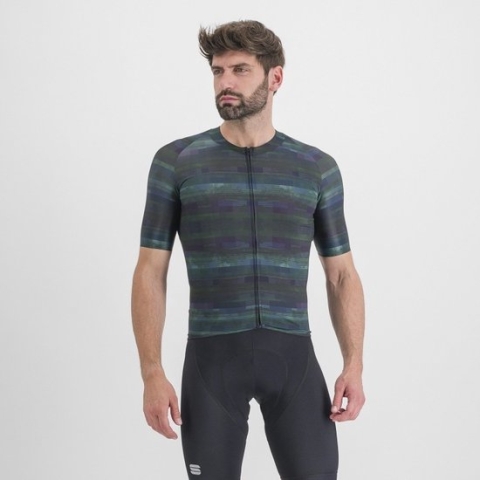 Sportful Fietsshirt korte mouwen Heren Multikleur Zwart - GLITCH BOMBER JERSEY MULTICOLOR BLACK - XL