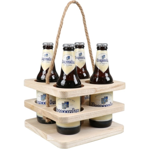 Draagtray - 4 flessen - bier - 195x195x hout - 5 stuks