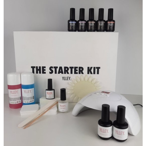 YLLEY - Starterkit Sparkle - starterpakket - Gellak - Topcoat - Basecoat - UV LED Lamp - Manicureset - vrolijke kleuren