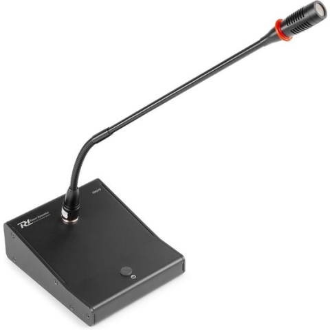 Tafelmicrofoon - Power Dynamics TM370 tafelmicrofoon met gong en LED ring voor 'on air' indicatie - Zwart