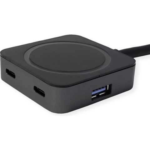VALUE USB 3.2 Gen 1 Hub, 4 poorten (2x USB-A + 2x USB-C), met verlengkabel, zwart, 10 m