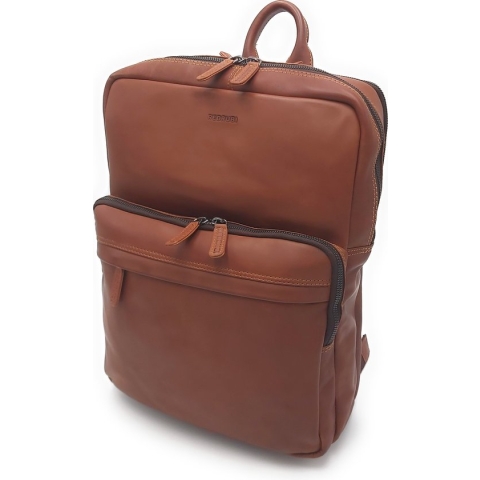 REDRUBI UM/6/1103 - echt leren - rugzak – laptoptas- stevig - vintage leder met RFID protected- bruin /cognac