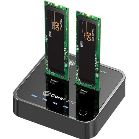 CoreParts MS-CLONER-SATA - Basisstation voor opslagstations - USB 3.2 Gen 2 (3.1 Gen 2) Type-C - zwart