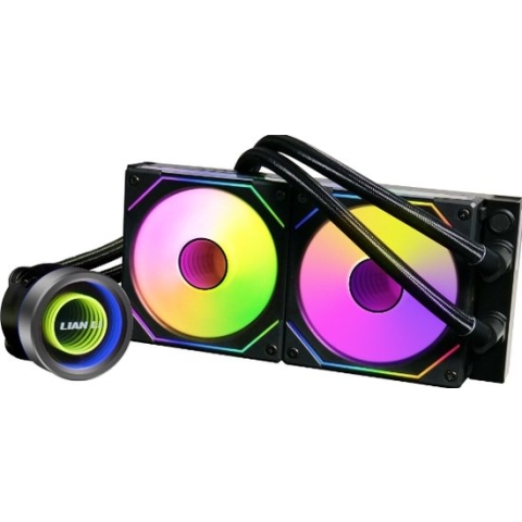 Lian Li Galahad II Trinity - Vloeistof-koelsysteem processor - afmeting radiator: 240 mm - voor Intel LGA: 1700, 1200, 115x - AMD AM5, AM4 - 2x 120 mm ARGB fans - Zwart