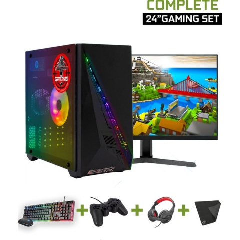 ScreenON - Gaming Set - X100128 - (GamePC.X100128 + 24 Inch Monitor + Toetsenbord + Muis, Controller, Headset & Muismat) + WiFi & Bluetooth
