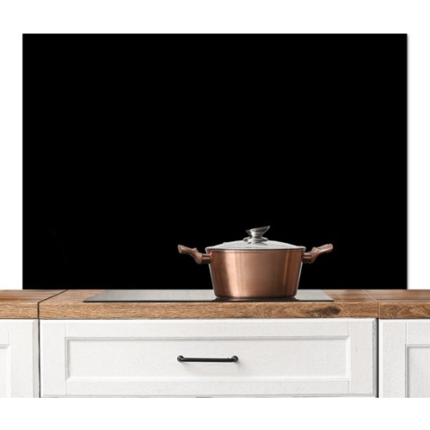 Spatscherm keuken 120x80 cm - Kookplaat achterwand zwart - Zwarte muurbeschermer hittebestendig - Spatwand fornuis - Hoogwaardig aluminium - Aanrecht decoratie - Keukenaccessoires