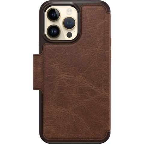 OtterBox Apple iPhone 14 Pro Max Strada Hoesje Echt Leer Book Case Bruin