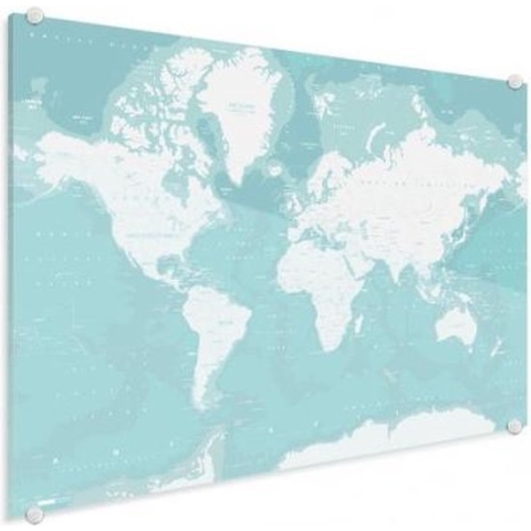 Wereldkaart Pastel Zee Winter - Plexiglas 90x60