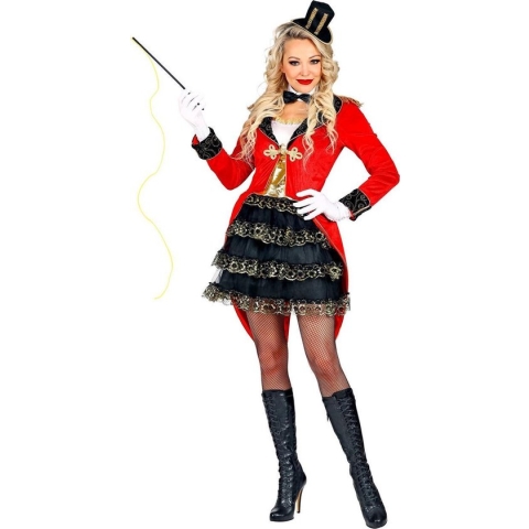 Widmann - Circus Kostuum - Ringmeester Circus Voorstelling - Vrouw - Rood, Zwart - XL - Carnavalskleding - Verkleedkleding