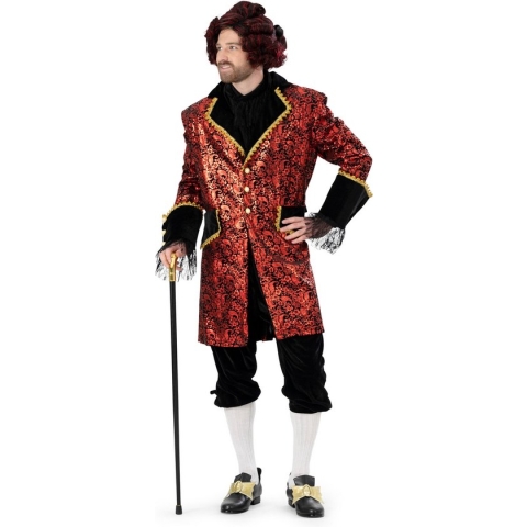 Funny Fashion - Middeleeuwen & Renaissance Kostuum - Rijke Hertog Duke - Man - Rood, Zwart - Maat 52-54 - Carnavalskleding - Verkleedkleding