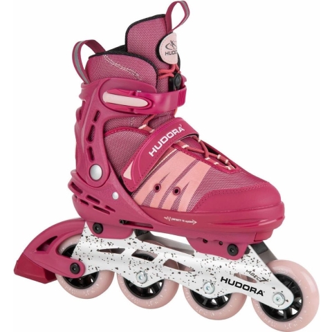 HUDORA Inline Skates Comfort Strong Berry Size 35-40 Soft Boot Inline Roller Skates Adjustable in Length and Width