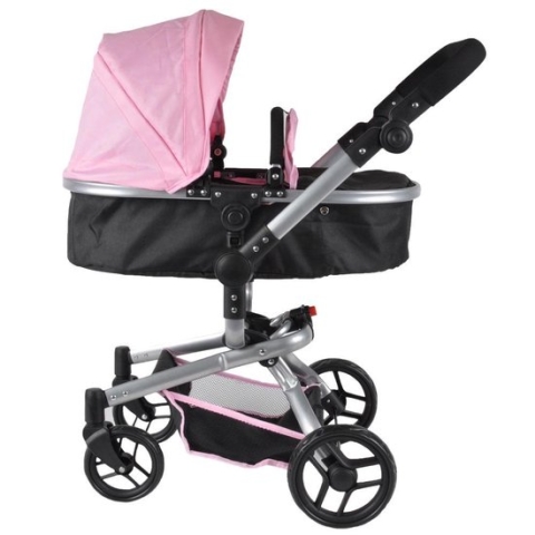 Bandits and Angels Black Angel 2in1 softpink poppenwagen - wandelwagen en buggy - 3 jaar - zwenkwielen - roze