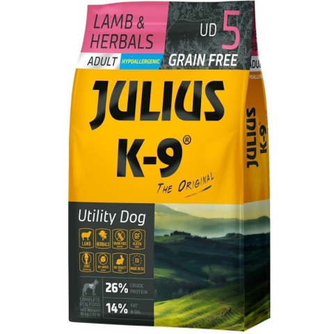 Julius K9 - Graanvrij en hypoallergeen hondenvoer - hondenbrokken op lam & aardappel basis - voor volwassen honden van kleine rassen - 10kg