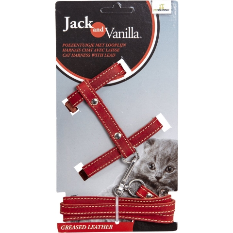 Jack And Vanilla - Tuigjes - Vetleder Kattentuigje Met Looplijn - Rood - 10mmx100cm 47/8813