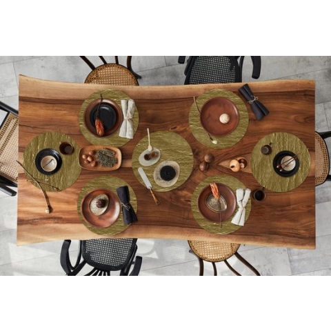 Ronde placemats - Onderlegger - Placemats rond - Goud - Verf - Abstract - 8 stuks