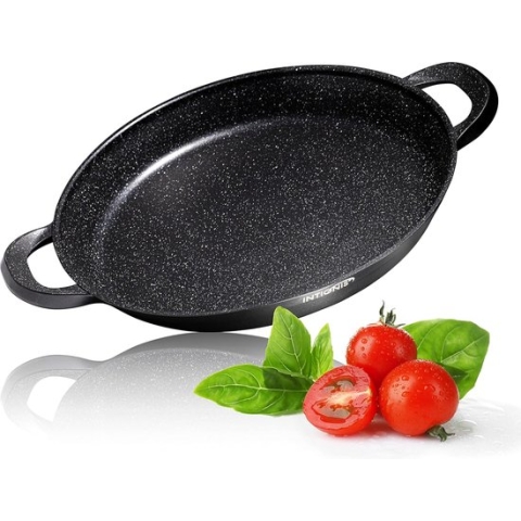 Professional Paella Pan | 40cm Frying Pan | Aluminium | Non-Stick Marble | Chemical Free | For All Induction Hobs, Oven Safe