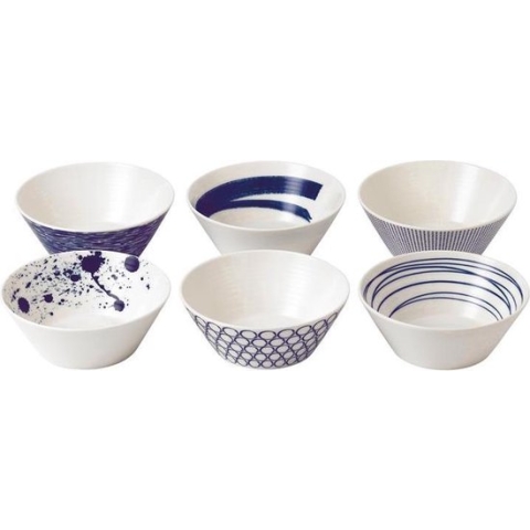 Royal Doulton Pacific - Schaaltjes - Ontbijtkom - Porselein - Wit / Blauw - ⌀ 16 cm - 6 Stuks