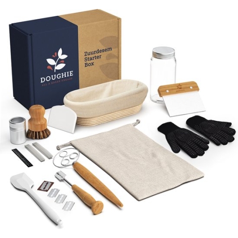 Doughie Zuurdesem Starter Box - Ovaal Rijsmandje - 35 cm - Alle Benodigdheden - Met E-Manual