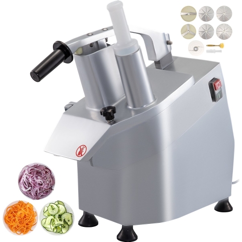 Happyment Professionele Elektrische Groentesnijder - Elektrische Rasp - Multifunctioneel - Mandoline - Hakmolen - Snij- en Raspapparaat - 6 Schijven - 1600 RPM
