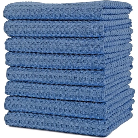 Ultra-premium microvezel keukendoek met wafelpatroon - 8-pack - blauw - 40,6 x 71,1 cm