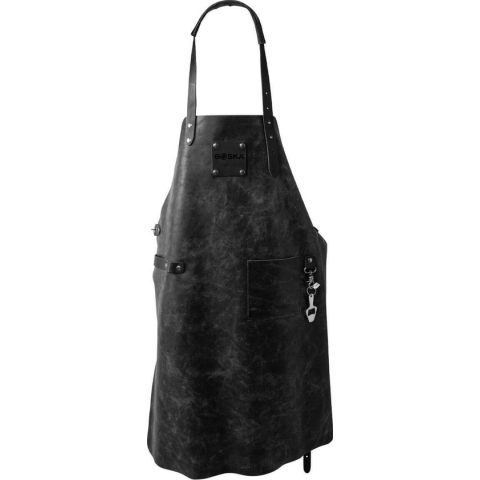 Boska Mr. Smith Leren Barbecueschort - Voorvak - Verstelbare Band - Zwart - 85,5x64 cm