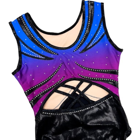 Sparkle&Dream Turnpakje Luna Blauw Paars - AME | maat 176-XS - Gympakje voor Turnen en Gymnastiek