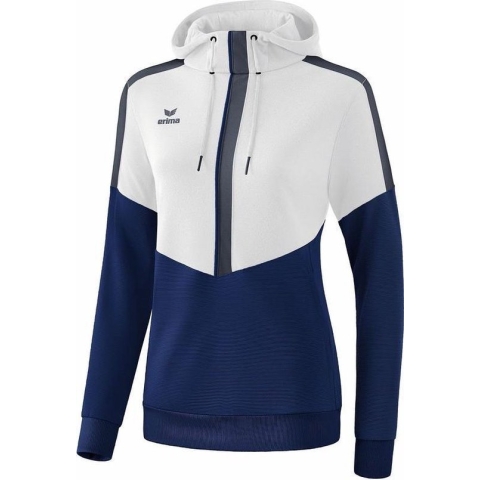 Erima Squad Sweatshirt Met Capuchon Dames Wit- New Navy-Slate Grijs Maat 42