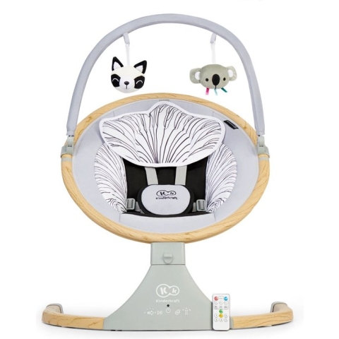 Kinderkraft Lumi Wooden Babyschommel en Wipstoel KBLUMI00GRY0000