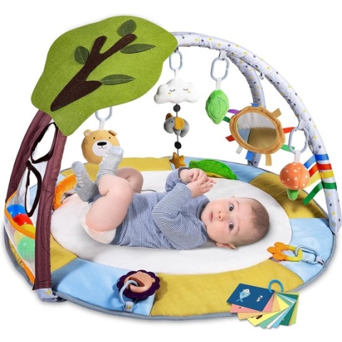 Baby Play Blanket, Play Arch Baby 2 Interchangeable Covers, Play Mat with Play Arch, Removable Toy, Experience Blanket, Gym, Crawling Blanket, Baby Non-Slip, Experience Blanket, Non-Slip