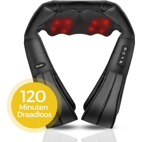 Revolt Massagekussen - 120 Minuten Draadloos - Elektrisch Nek Massage Apparaat - Nek en Schouder - Infrarood