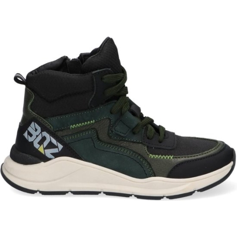 Braqeez 421982-568 Jongens Hoge Sneakers - Groen - Leer - Veters