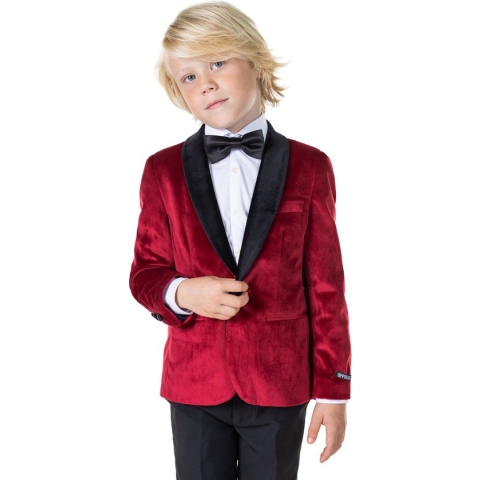 OppoSuits Deluxe Dinner Jacket - Burgundy - Kids Blazer - Colbert - Rood - Maat 6 Jaar