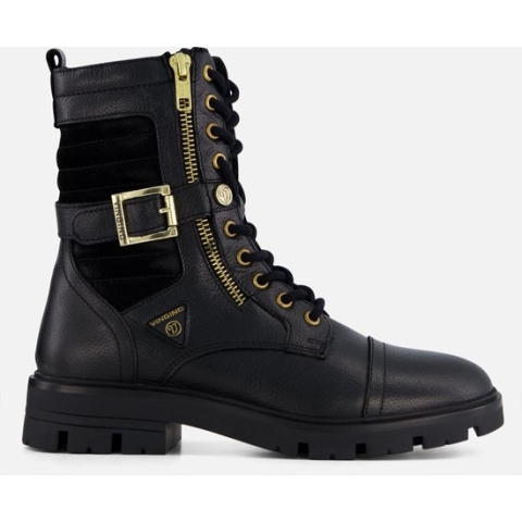 Vingino Britt Veterboots zwart Synthetisch - Dames - Maat 38