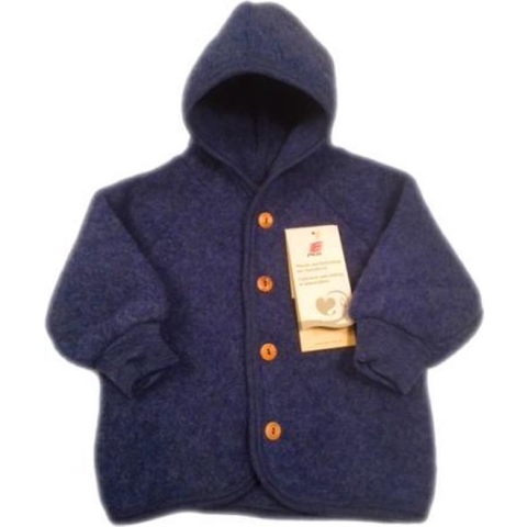 Wollen Jasje met Capuchon Blauw Melange (Engel) | 74/80