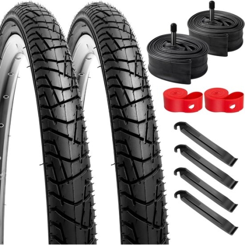 2 stuks 26 inch fietsbanden 26 x 1,50 jas 40-559 Plus 2 stuks 26 inch binnenband 26 x 1,50/1,75 AV32 mm Valve compatibel racefiets 26 x 1,50 banden en slang